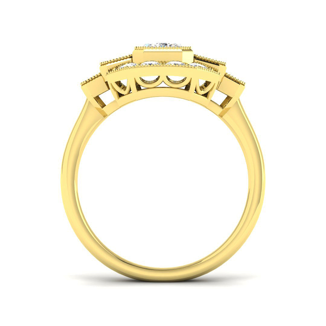 9ct Yellow Gold Emerald Cut Lab Grown Diamond Ring 2