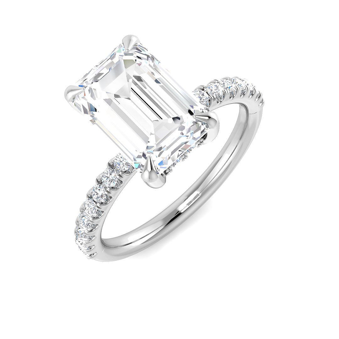 9ct White Gold Emerald Cut Lab Grown Diamond Ring 1