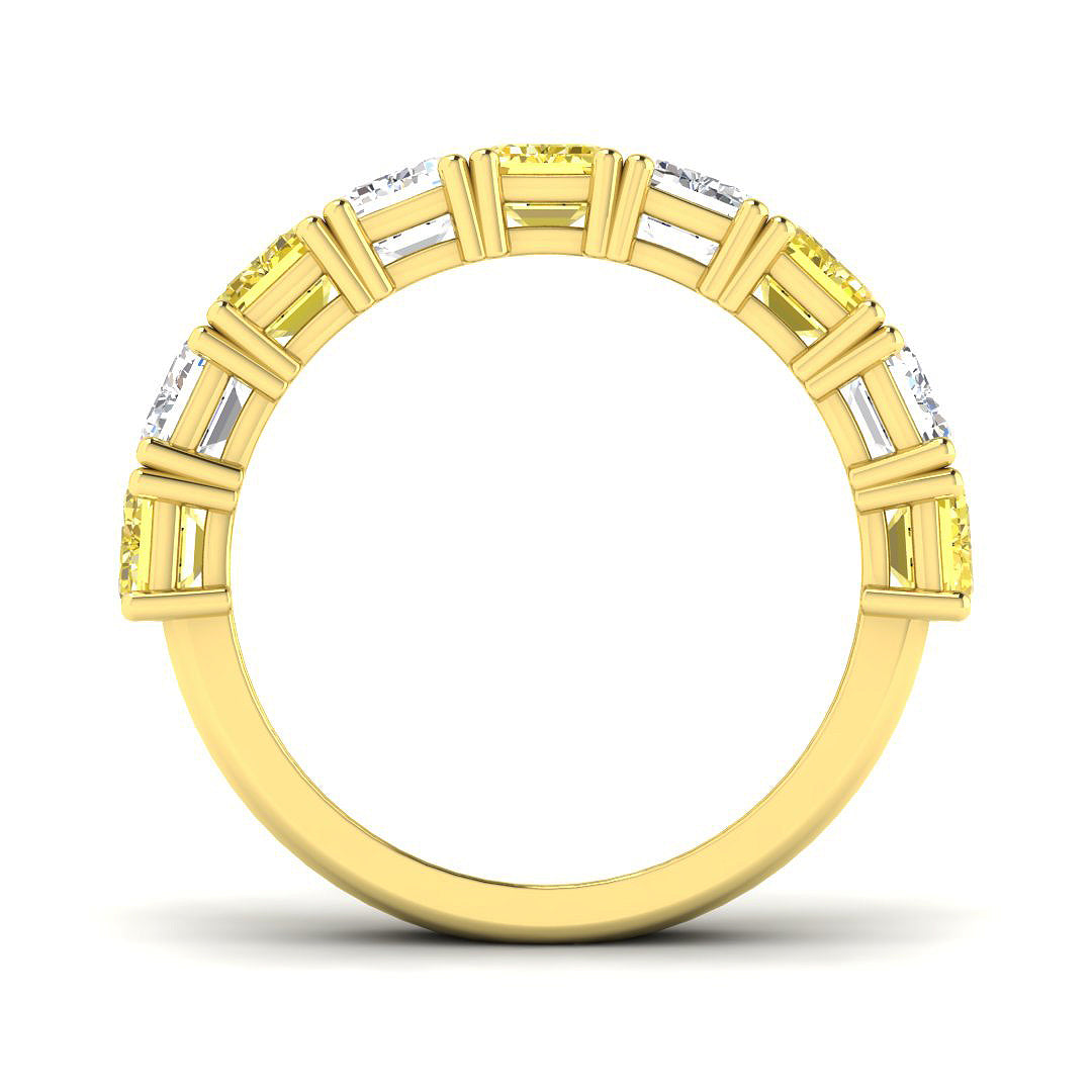 9ct Yellow Gold Emerald Cut Lab Grown Diamond and Lab Yellow Diamond Ring 2