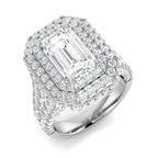 9ct White Gold Emerald Cut Lab Grown Diamond Ring 1