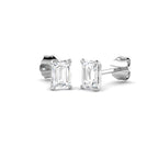 9ct White Gold Emerald Cut Lab Grown Diamond Earrings 1