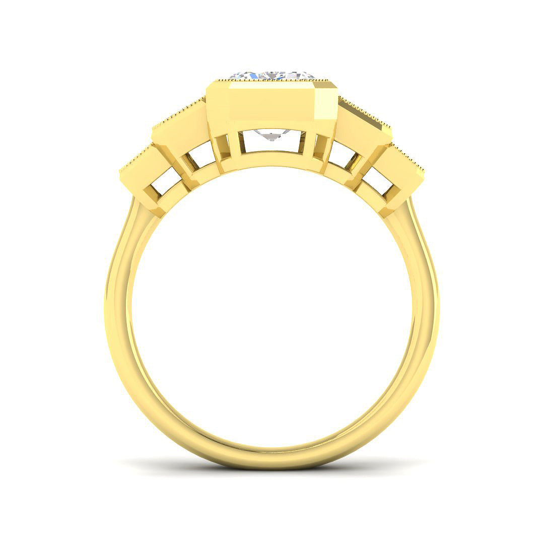 9ct Yellow Gold Emerald Cut Lab Grown Diamond Ring 2