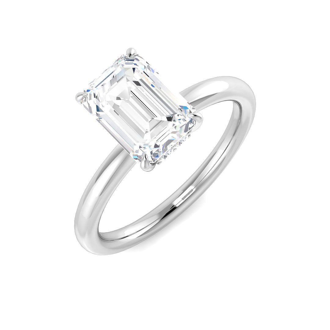 Platinum Emerald Cut Lab Grown Diamond Ring 1