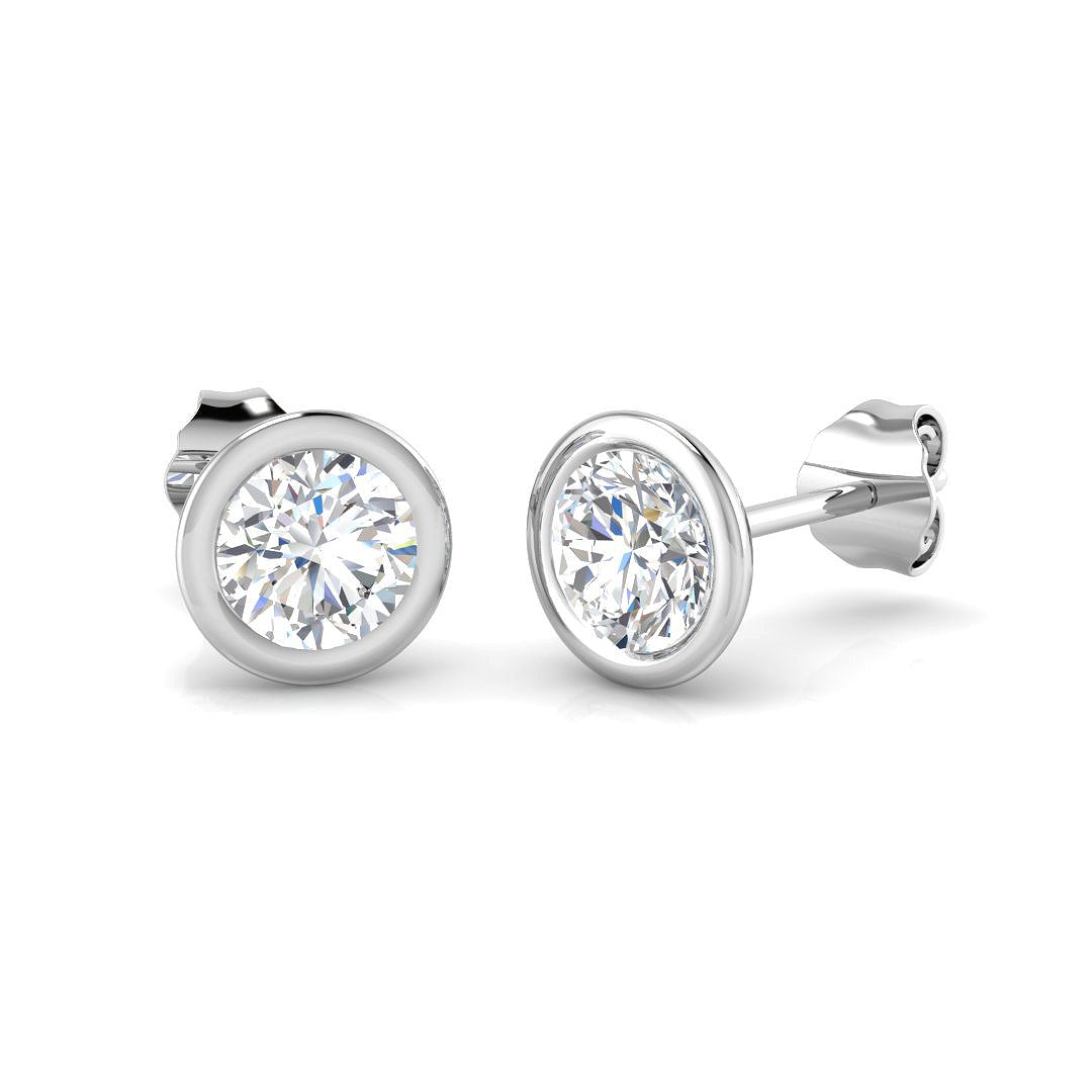 18ct White Gold Round Lab Grown Diamond Earrings 1