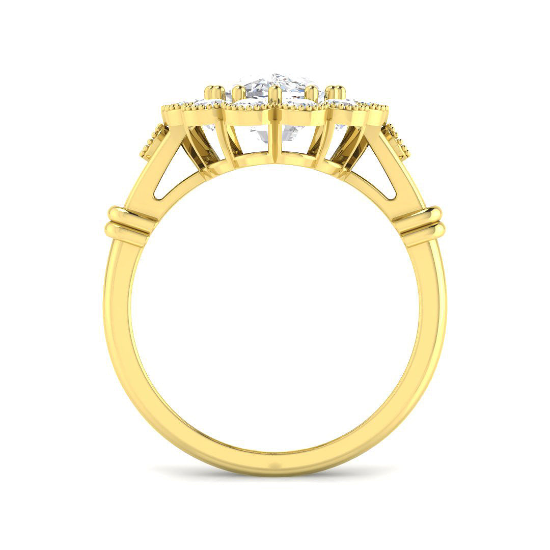 9ct Yellow Gold Cushion Cvd Old Cut Ring 2