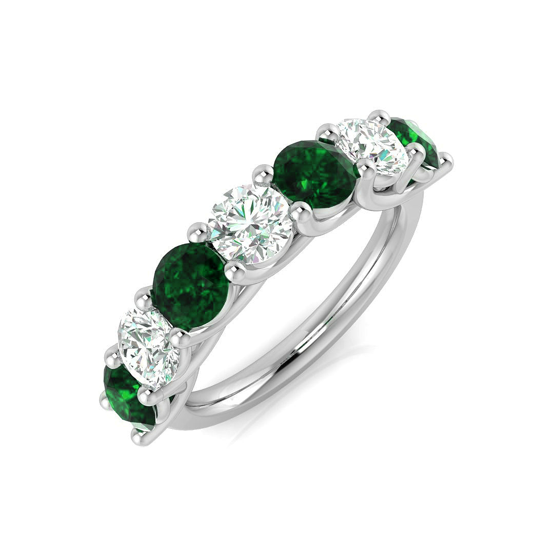 Platinum Round Emerald and Diamond Ring 1