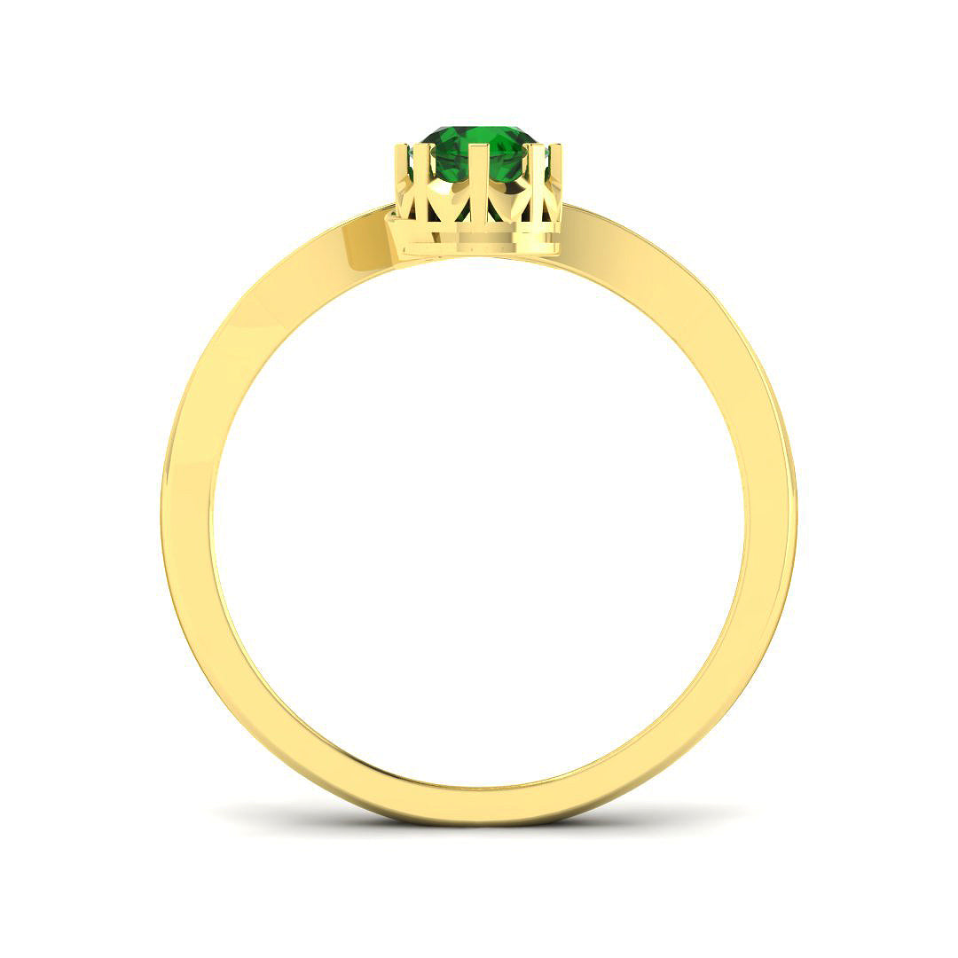 18ct Yellow Gold Round Emerald and Diamond Ring 2