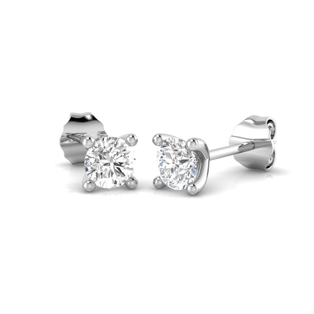 9ct White Gold Round Lab Grown Diamond Earrings 1