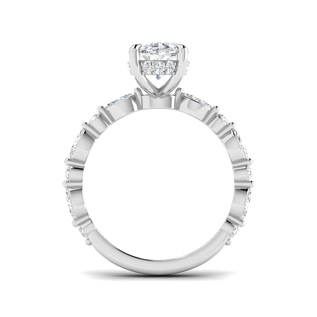 Platinum Marquise and Oval Lab Grown Diamond Ring 2
