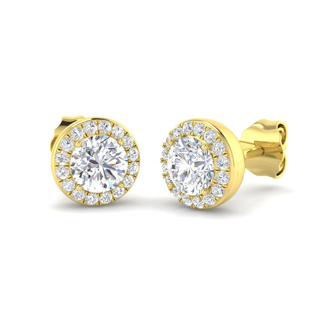 9ct Yellow Gold Round Lab Grown Diamond Earrings 1