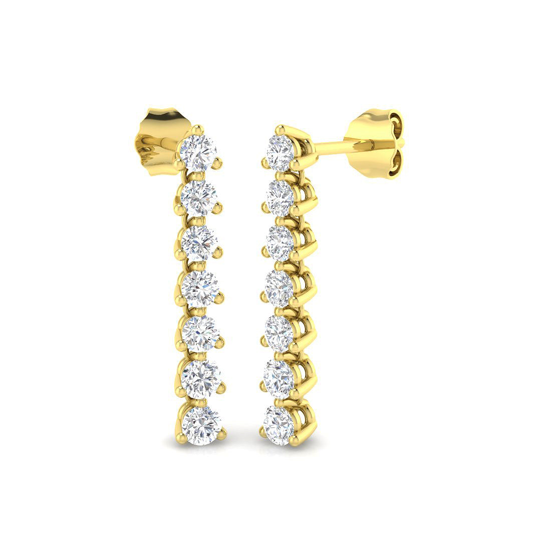 9ct Yellow Gold Round Lab Grown Diamond Earrings 1