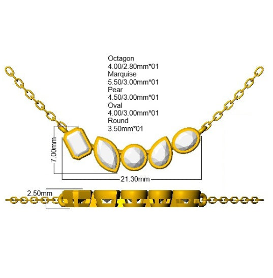 9ct Yellow Gold Emerald Cut and Marquise and Oval and Pear Lab Grown Diamond Necklace 2