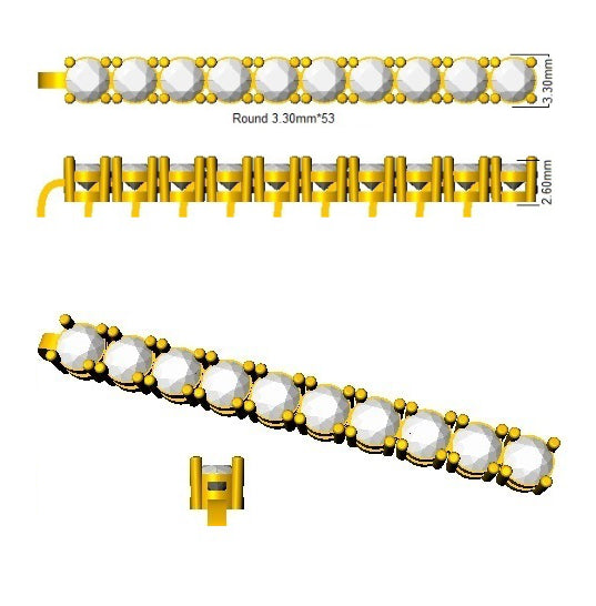 9ct Yellow Gold Round Lab Grown Diamond Bracelet 2