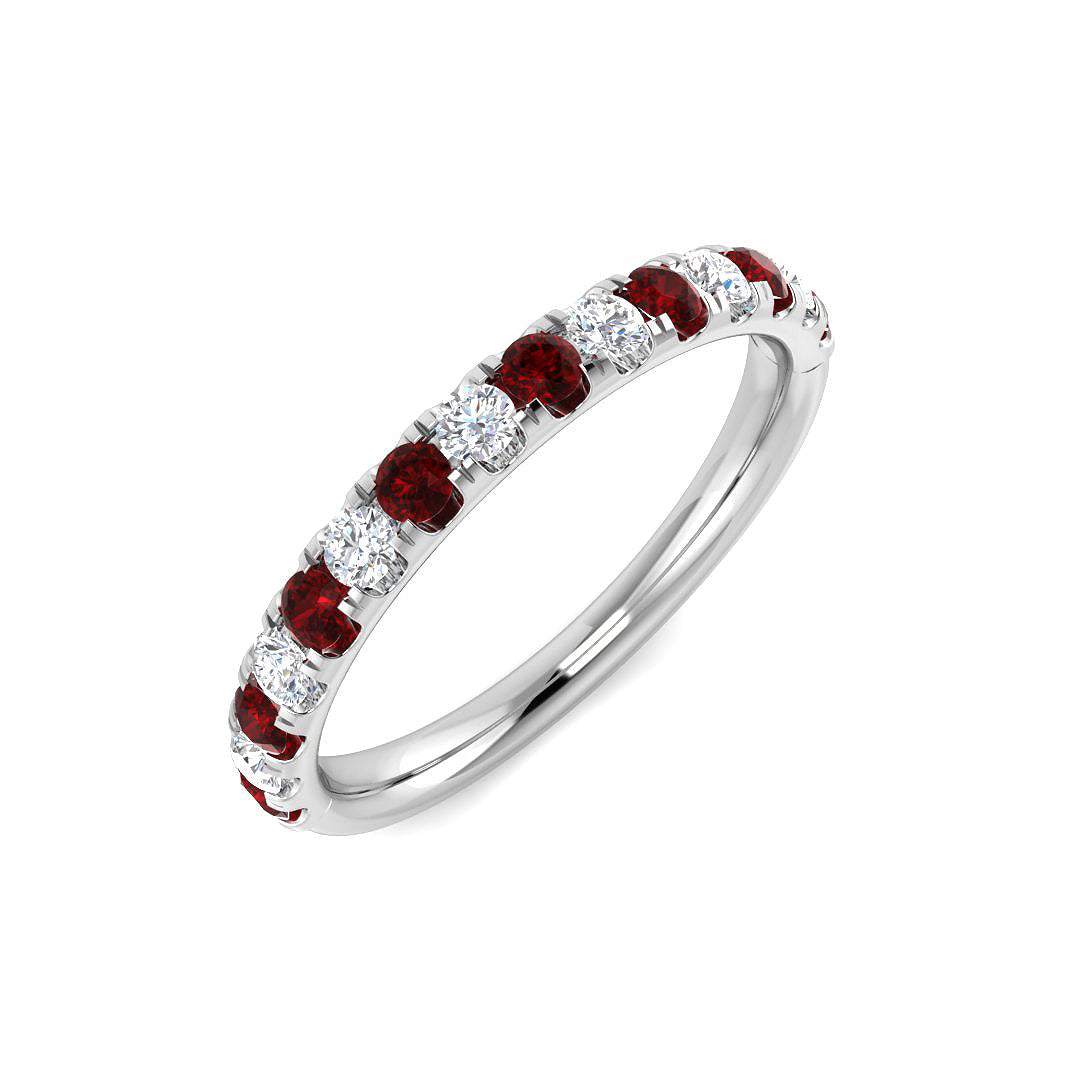 9ct White Gold Round Ruby and Diamond Ring 1