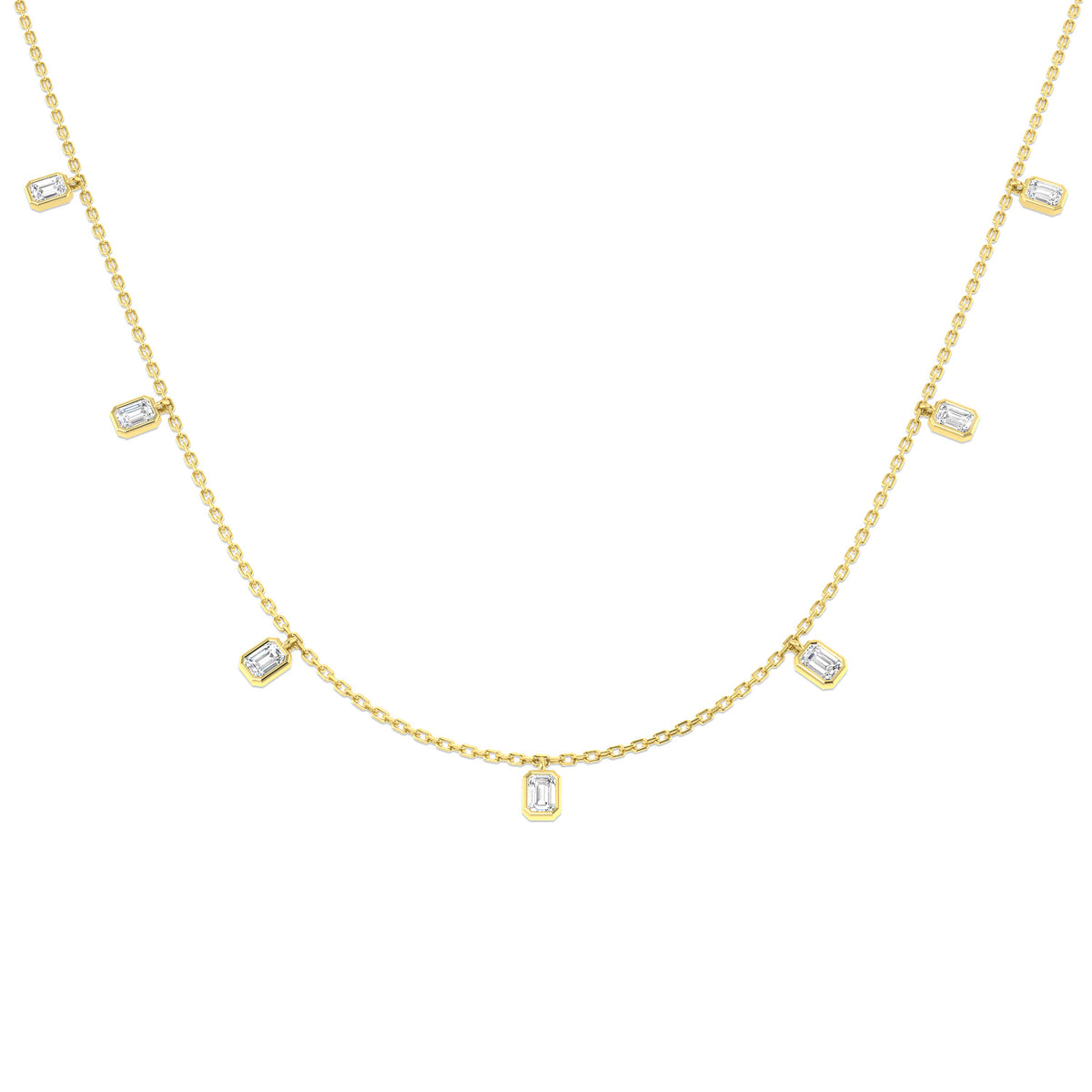 9ct Yellow Gold Emerald Cut Lab Grown Diamond Necklace 1