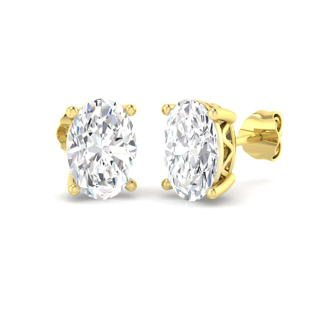 9ct Yellow Gold Oval Lab Grown Diamond Earrings 1