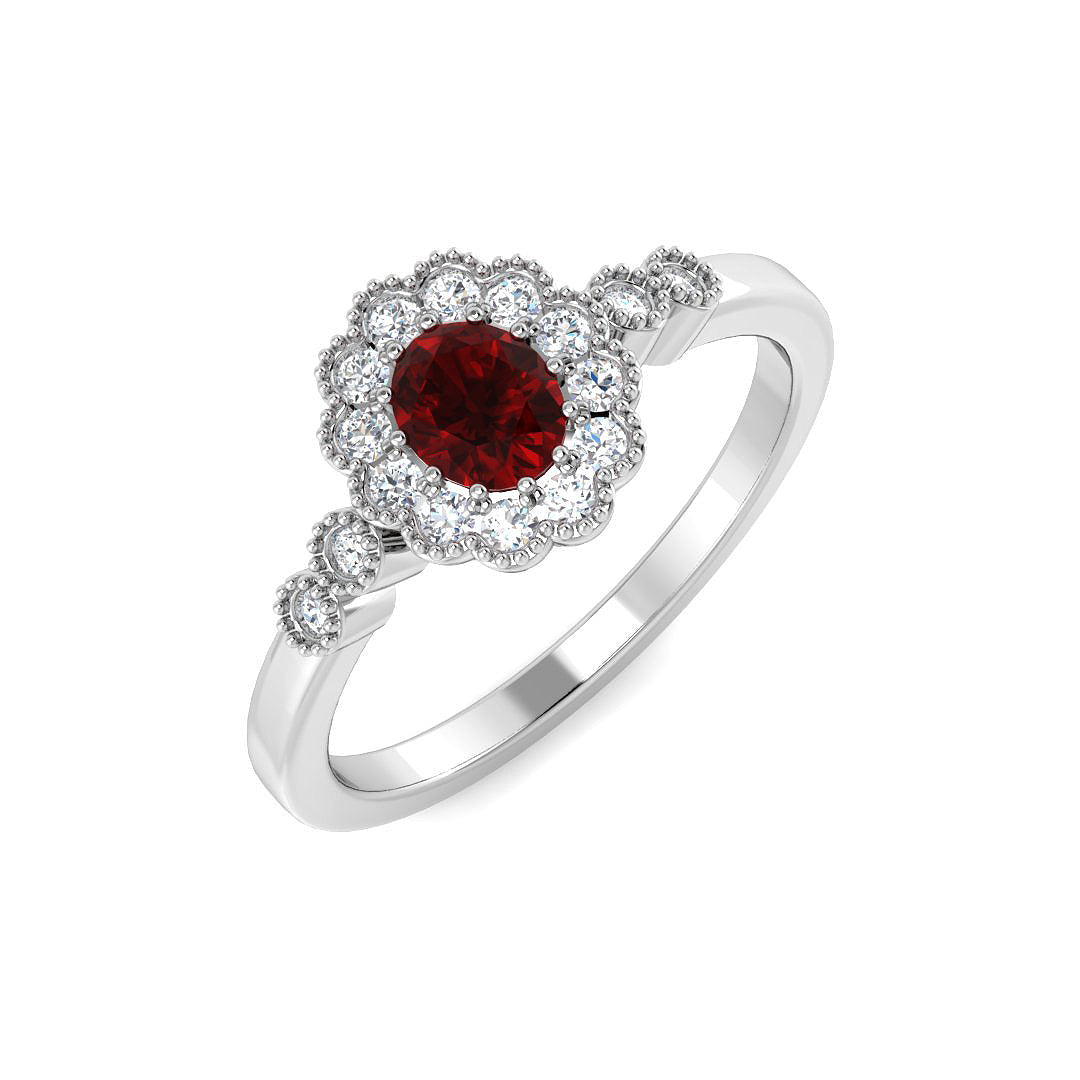 9ct White Gold Oval Ruby and Diamond Ring 1