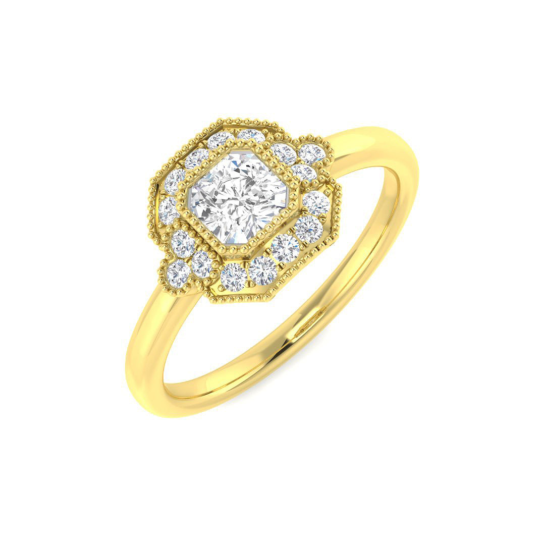 9ct Yellow Gold Emerald Cut Diamond Ring 1