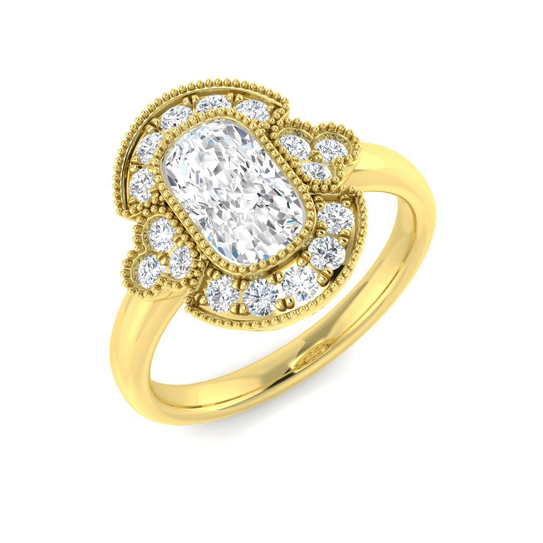 9ct Yellow Gold Cushion Cvd Old Cut Ring 1