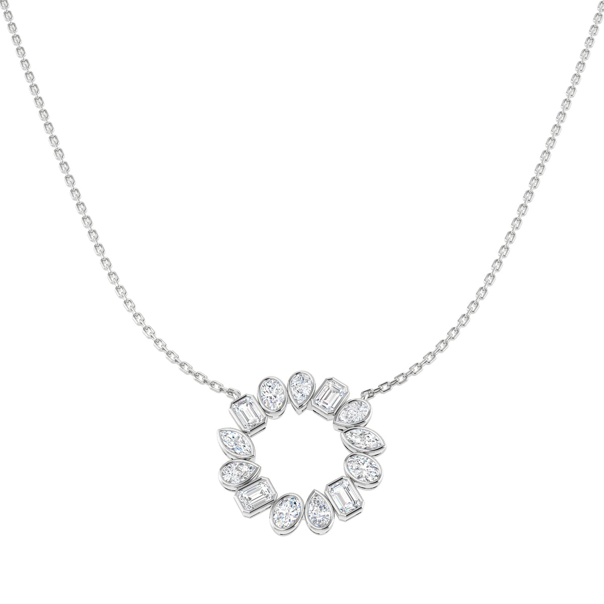 9ct White Gold Emerald Cut and Marquise and Oval and Pear Lab Grown Diamond Necklace 1
