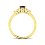 9ct Yellow Gold Oval Blue Sapphire and Diamond Ring 2