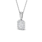 9ct White Gold Emerald Cut Lab Grown Diamond Pendant 1