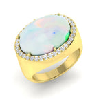 9ct Yellow Gold Oval Opal and Diamond Ring 1