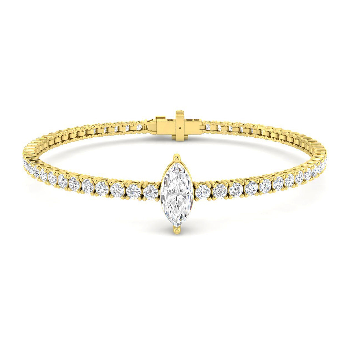 9ct Yellow Gold Marquise Lab Grown Diamond Bracelet 1