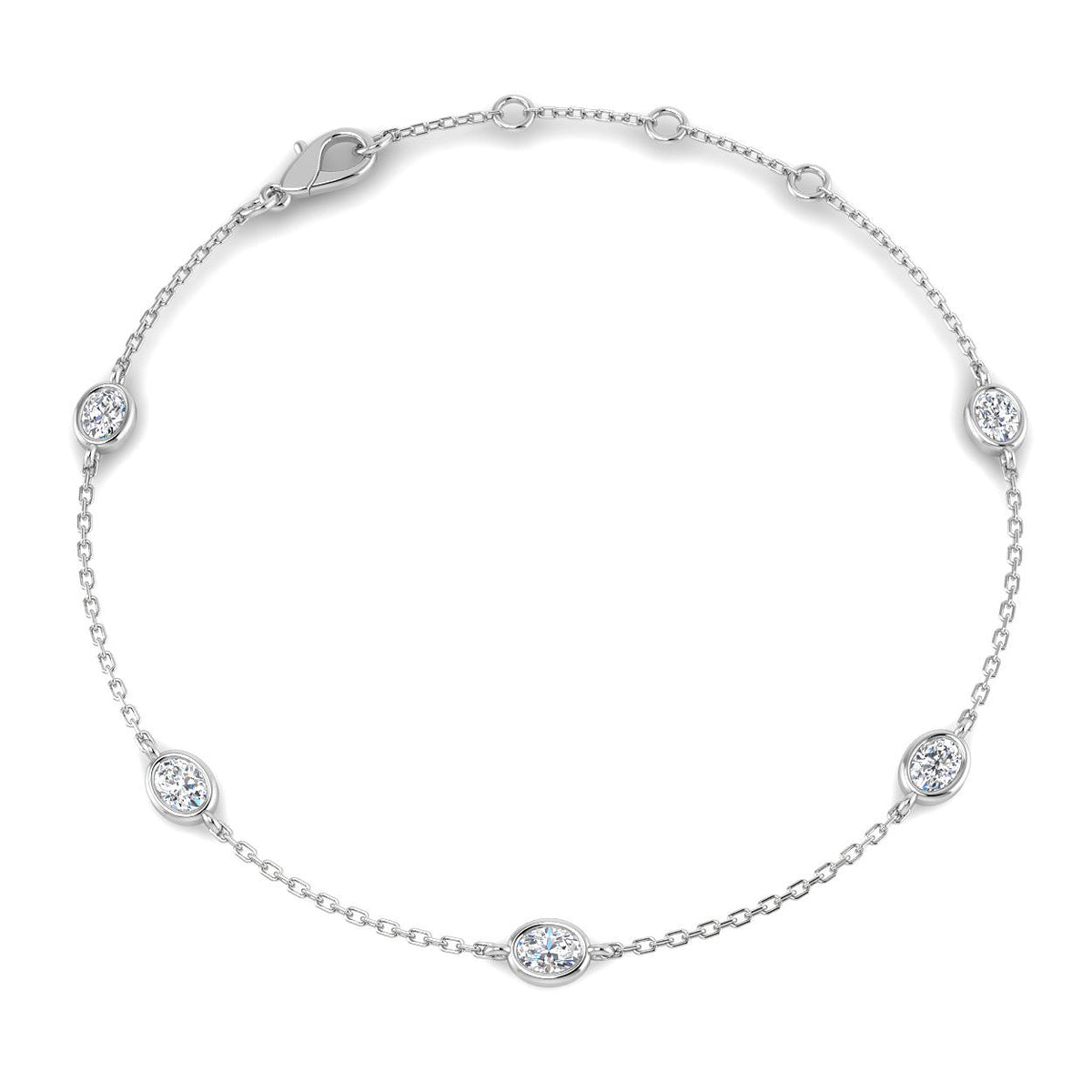 9ct White Gold Oval Lab Grown Diamond Bracelet 1