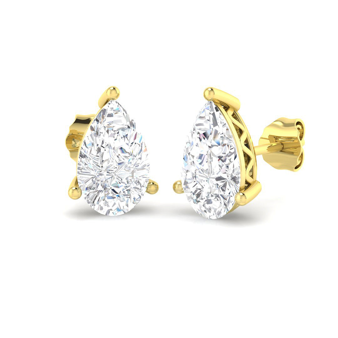 9ct Yellow Gold Pear Lab Grown Diamond Earrings 1