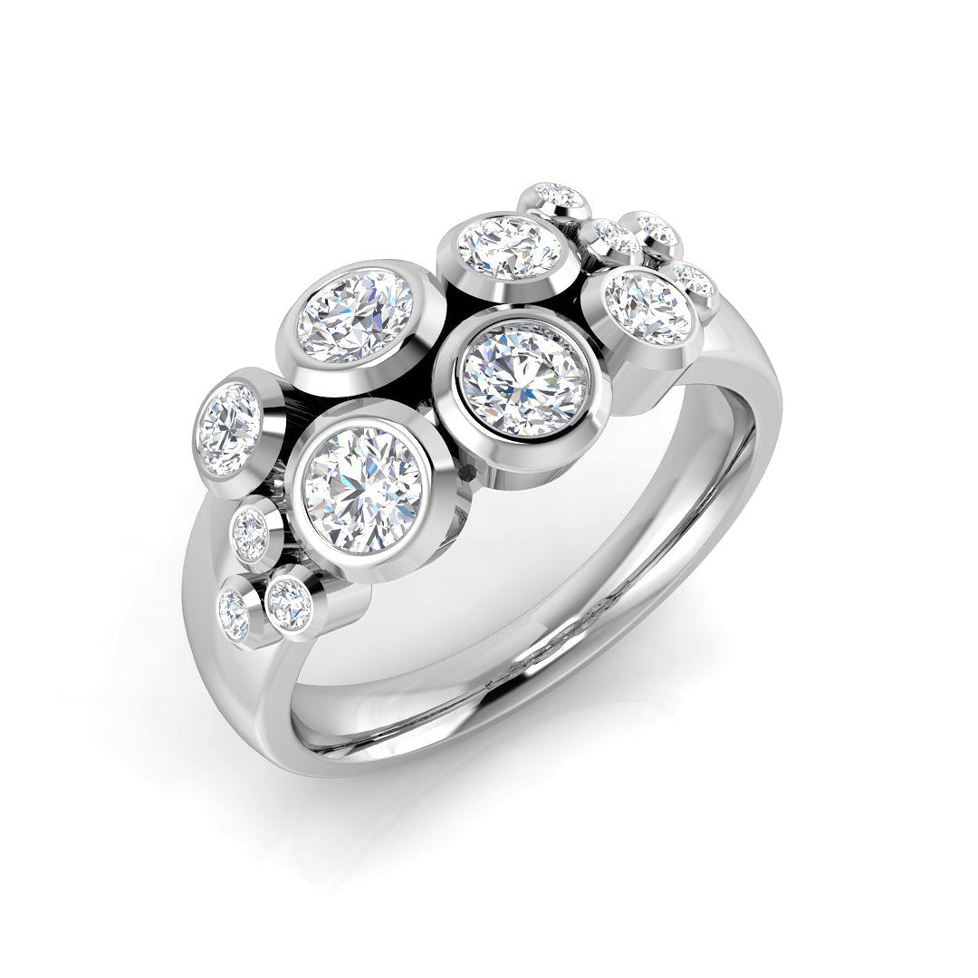 9ct White Gold Round Lab Grown Diamond Ring 1