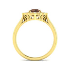 9ct Yellow Gold Asscher Cut Brown Diamond and Diamond Ring 2