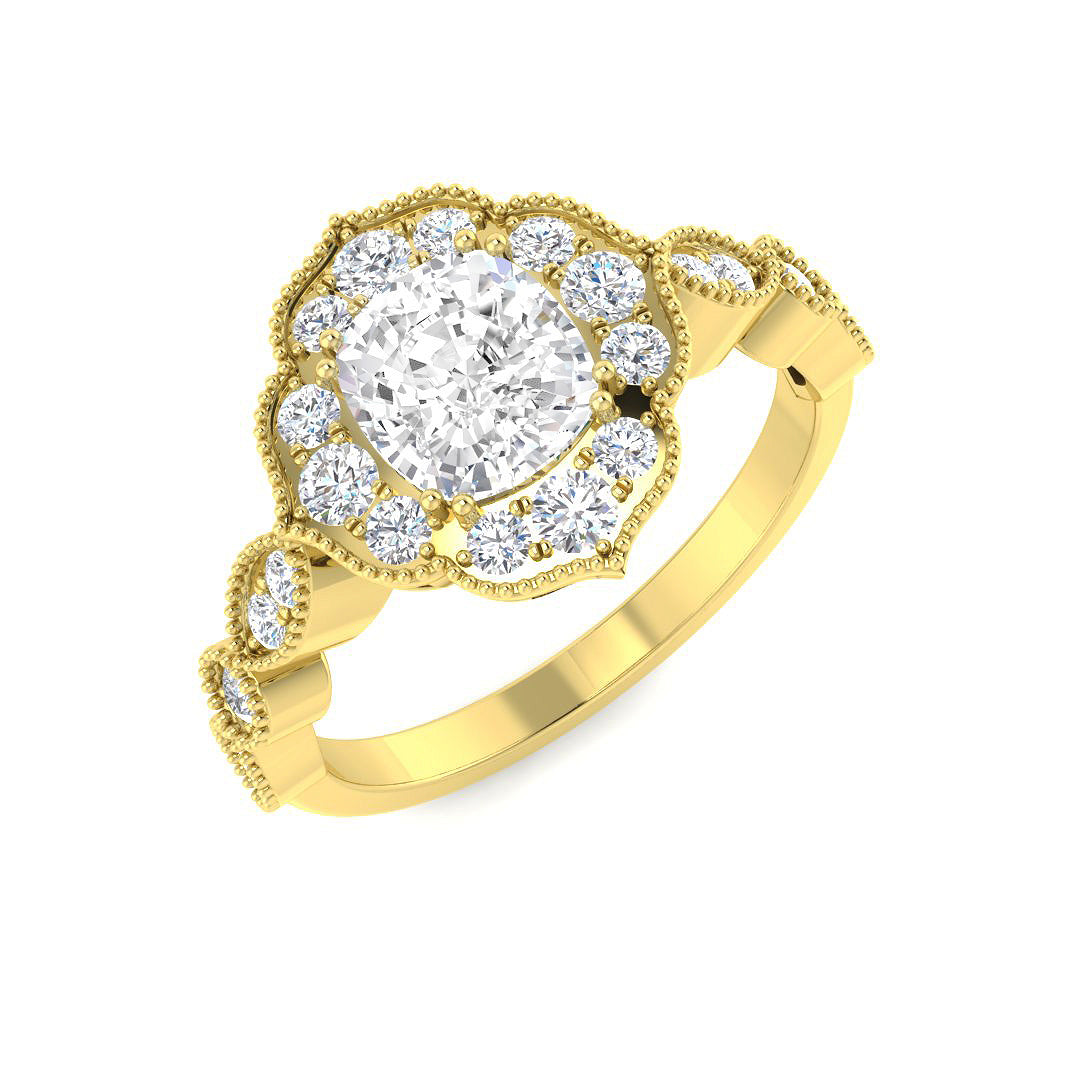 9ct Yellow Gold Cushion Diamond Ring 1