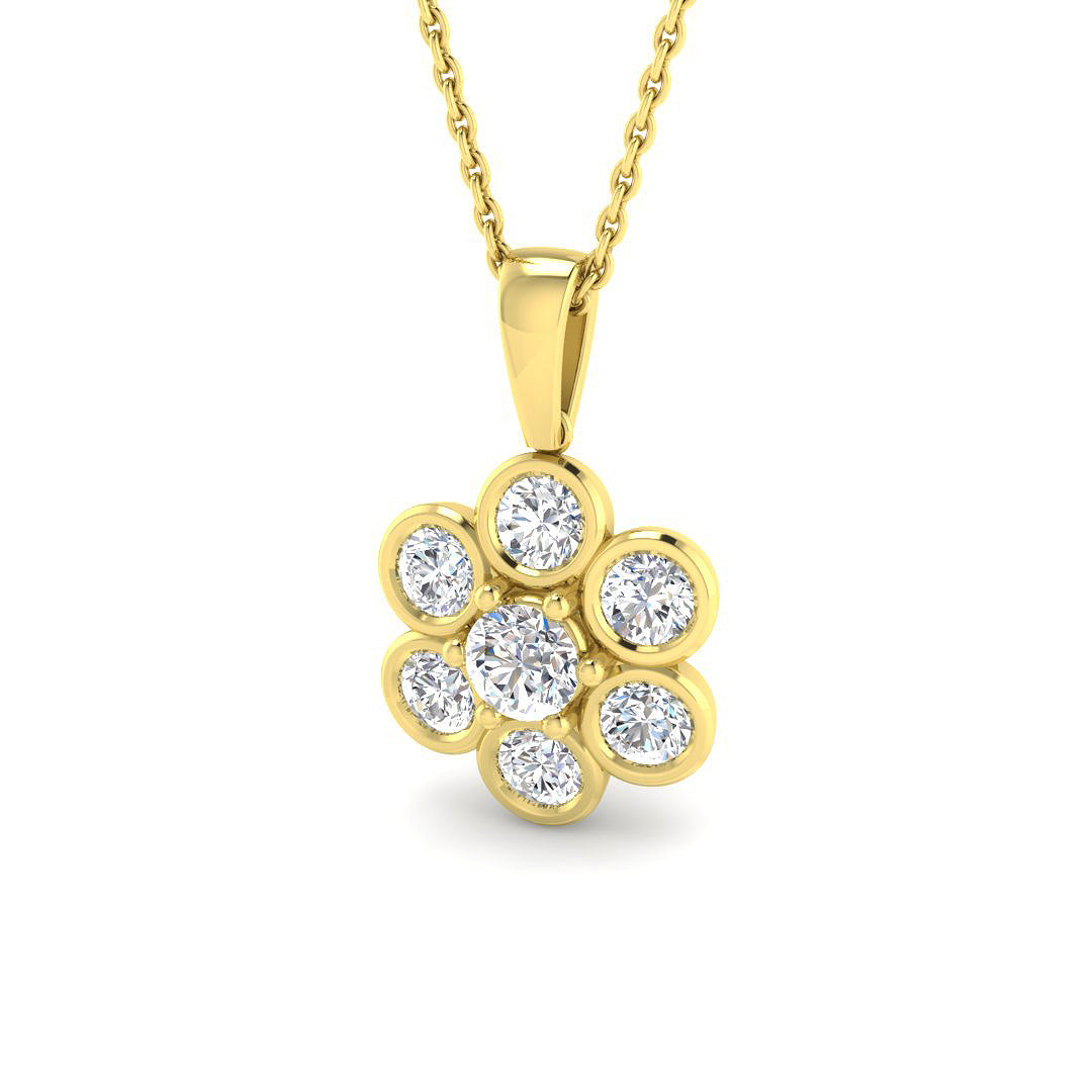 9ct Yellow Gold Round Lab Grown Diamond Pendant 1