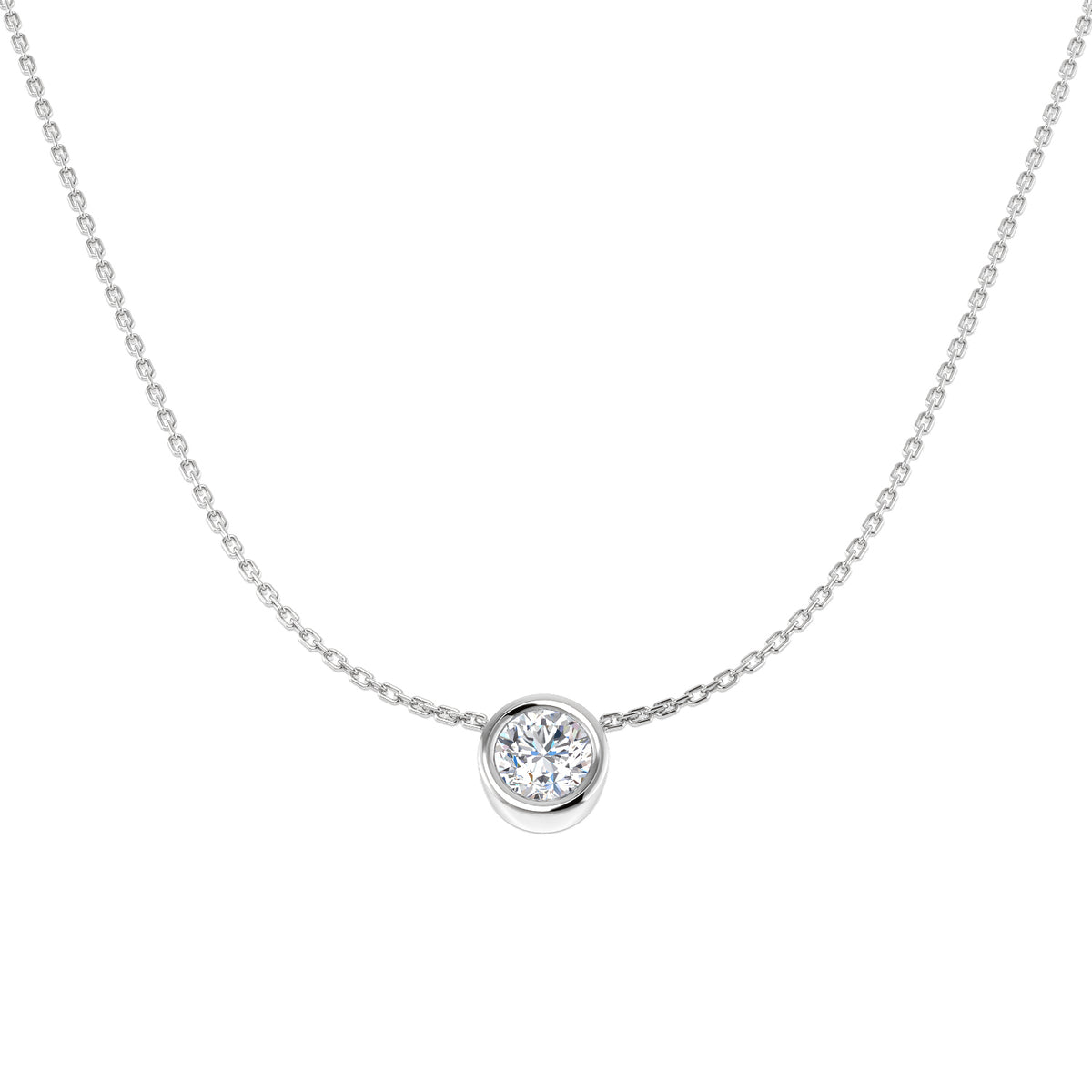 9ct White Gold Round Lab Grown Diamond Necklace 1