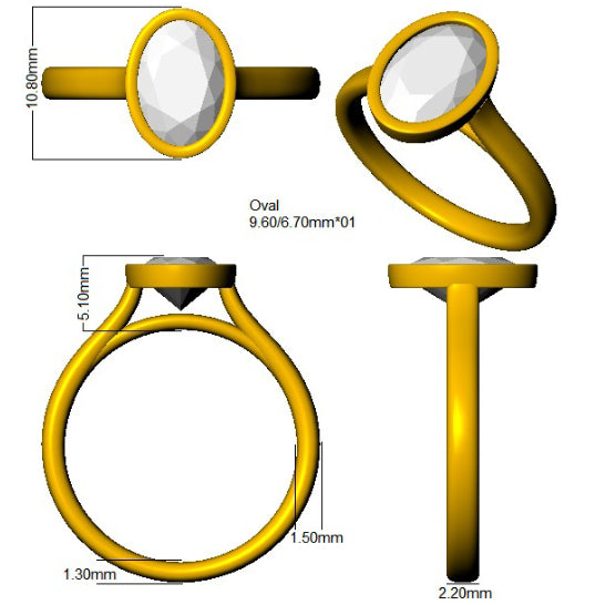 9ct Yellow Gold Oval Lab Grown Diamond Ring 3