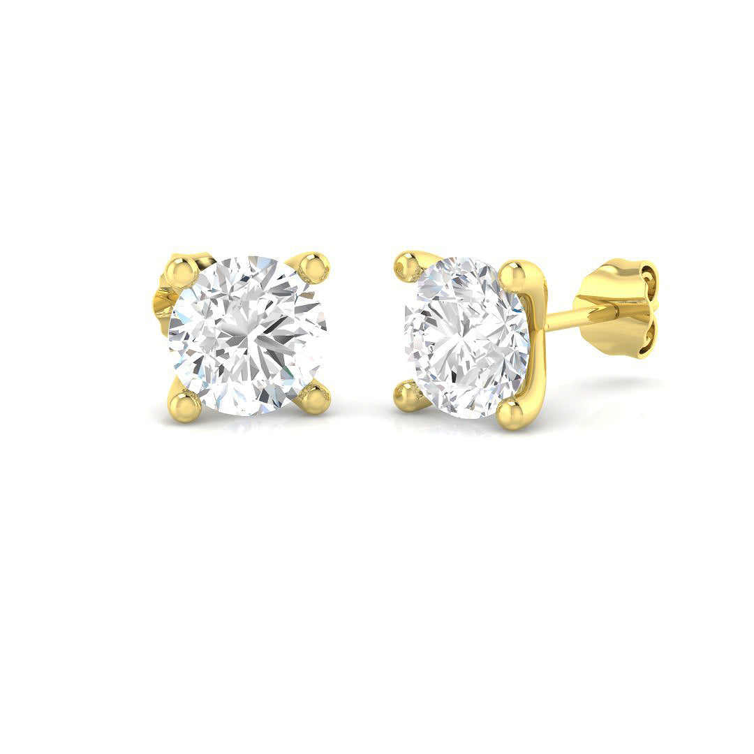 9ct Yellow Gold Round Lab Grown Diamond Earrings 1