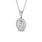 9ct White Gold Oval Lab Grown Diamond Pendant 1