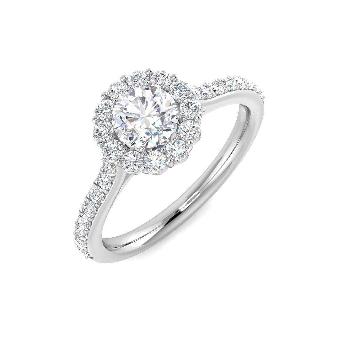 9ct White Gold Round Lab Grown Diamond Ring 1