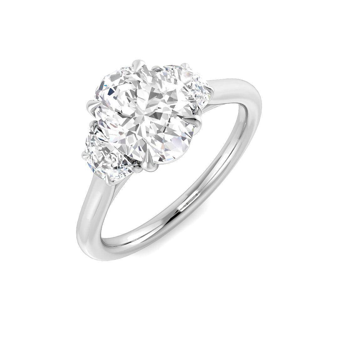 9ct White Gold MoonCut and Oval Lab Grown Diamond Ring 1