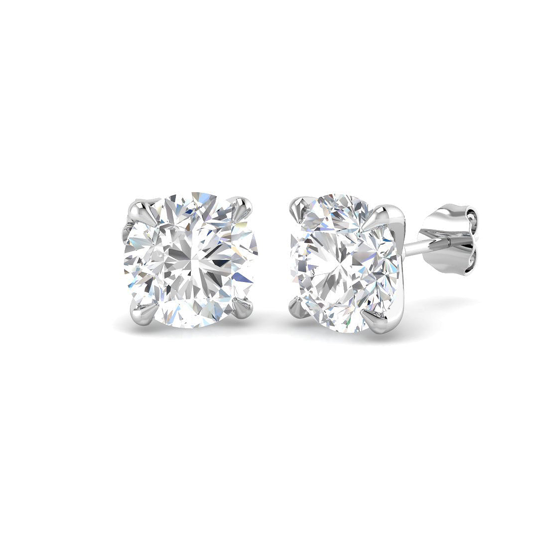 9ct White Gold Round Lab Grown Diamond Earrings 1
