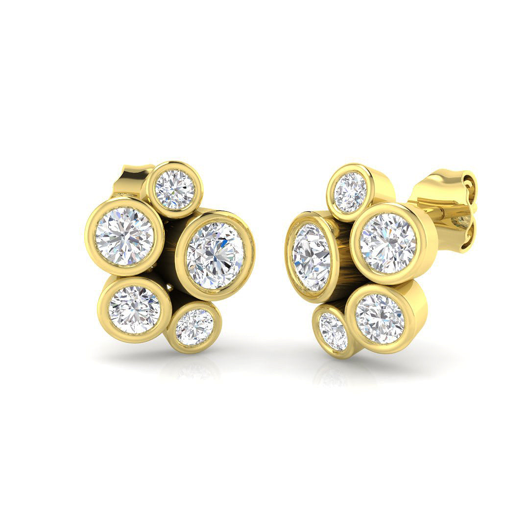 9ct Yellow Gold Round Lab Grown Diamond Earrings 1