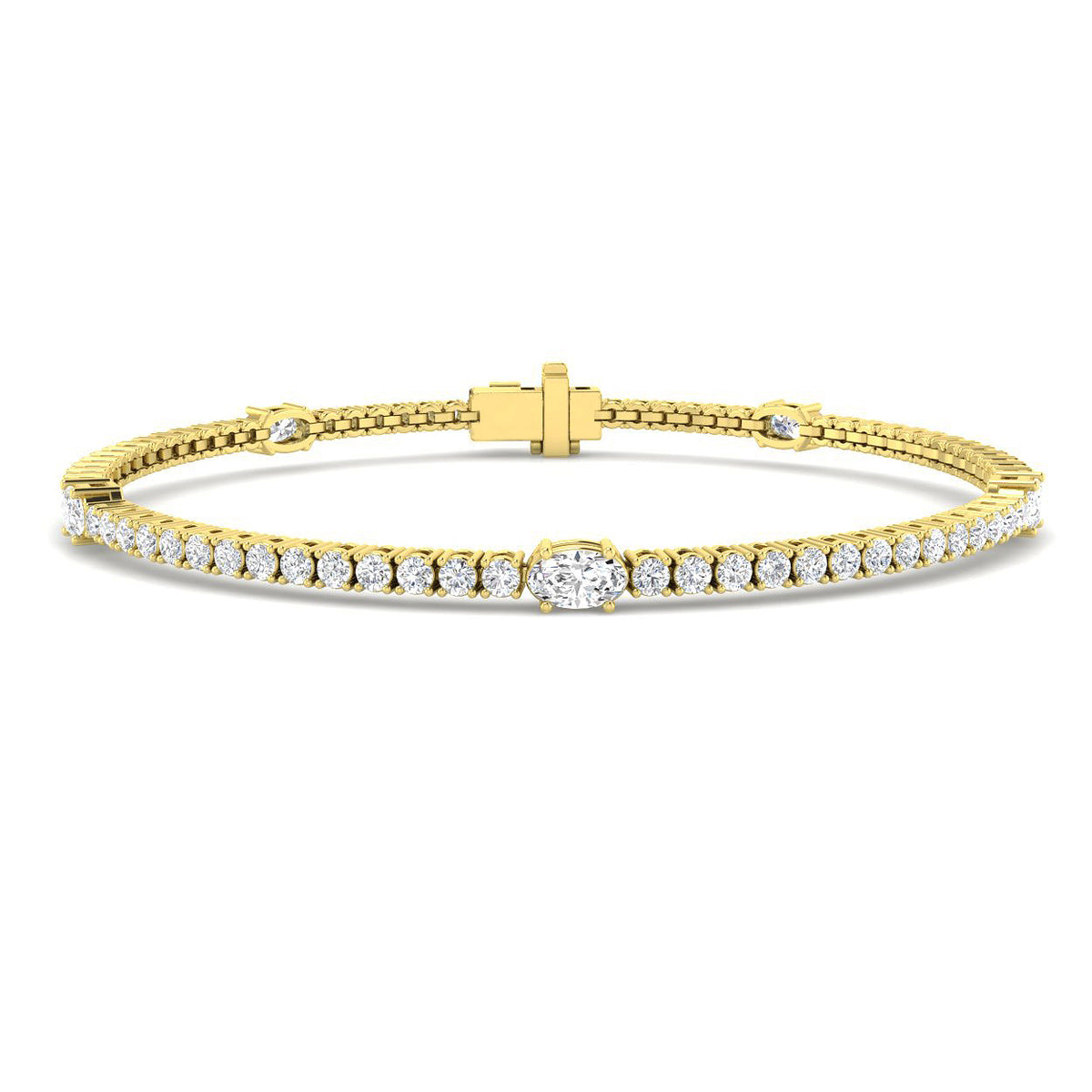 9ct Yellow Gold Oval Lab Grown Diamond Bracelet 1