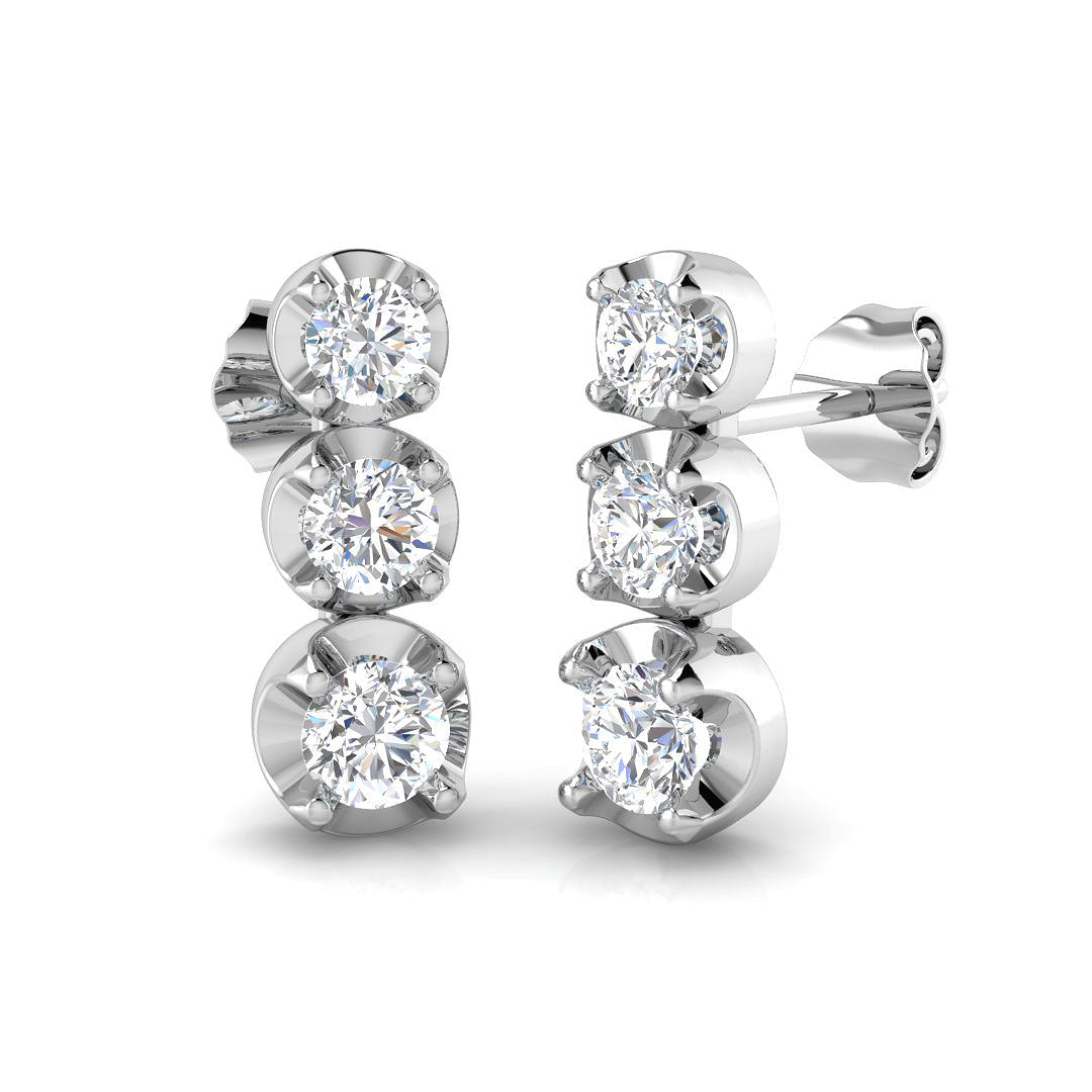 9ct White Gold Round Lab Grown Diamond Earrings 1