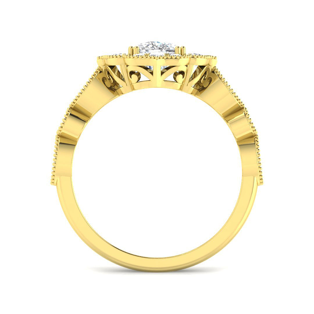 9ct Yellow Gold Cushion Diamond Ring 2
