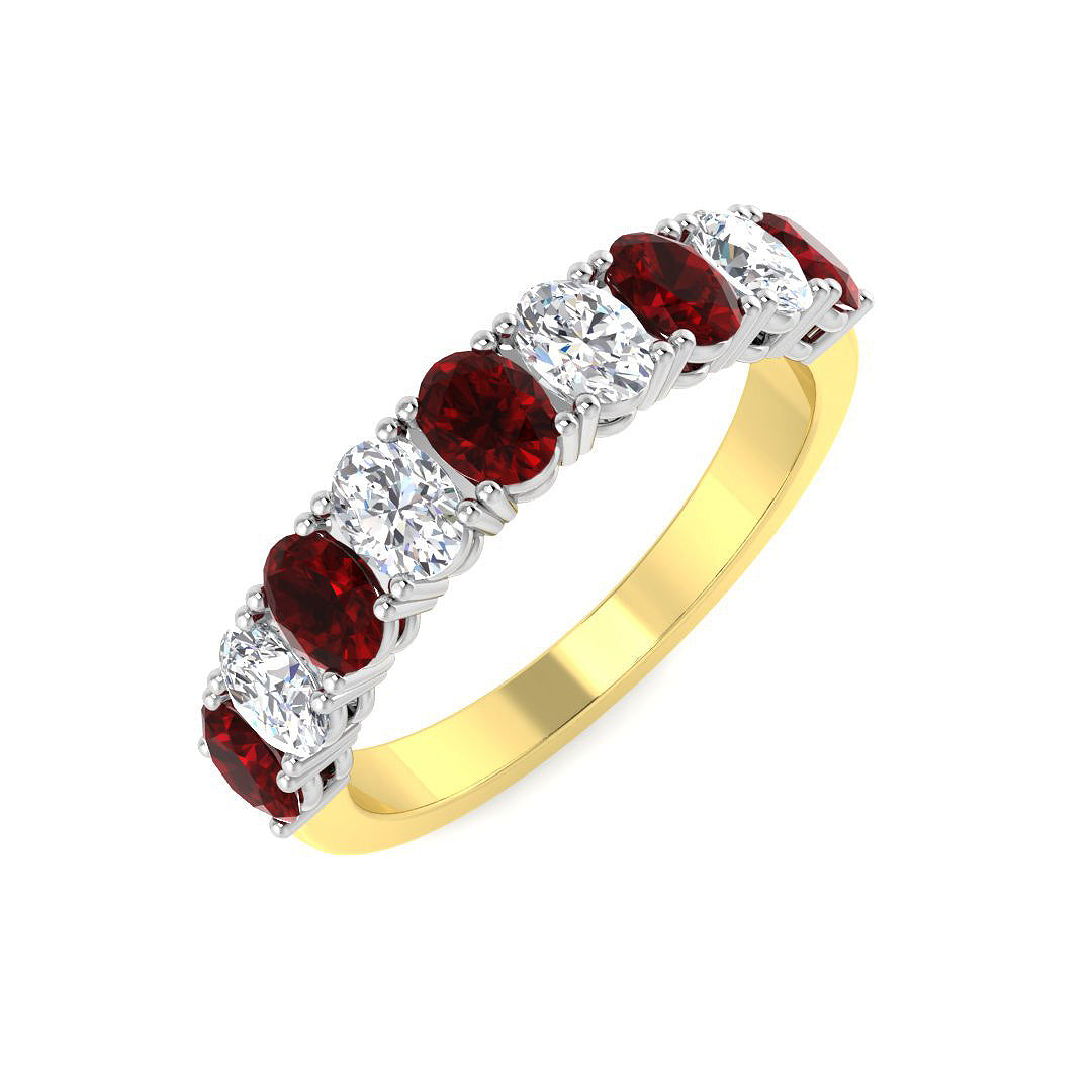 9ct Two Tone Oval Ruby and Diamond Ring 1