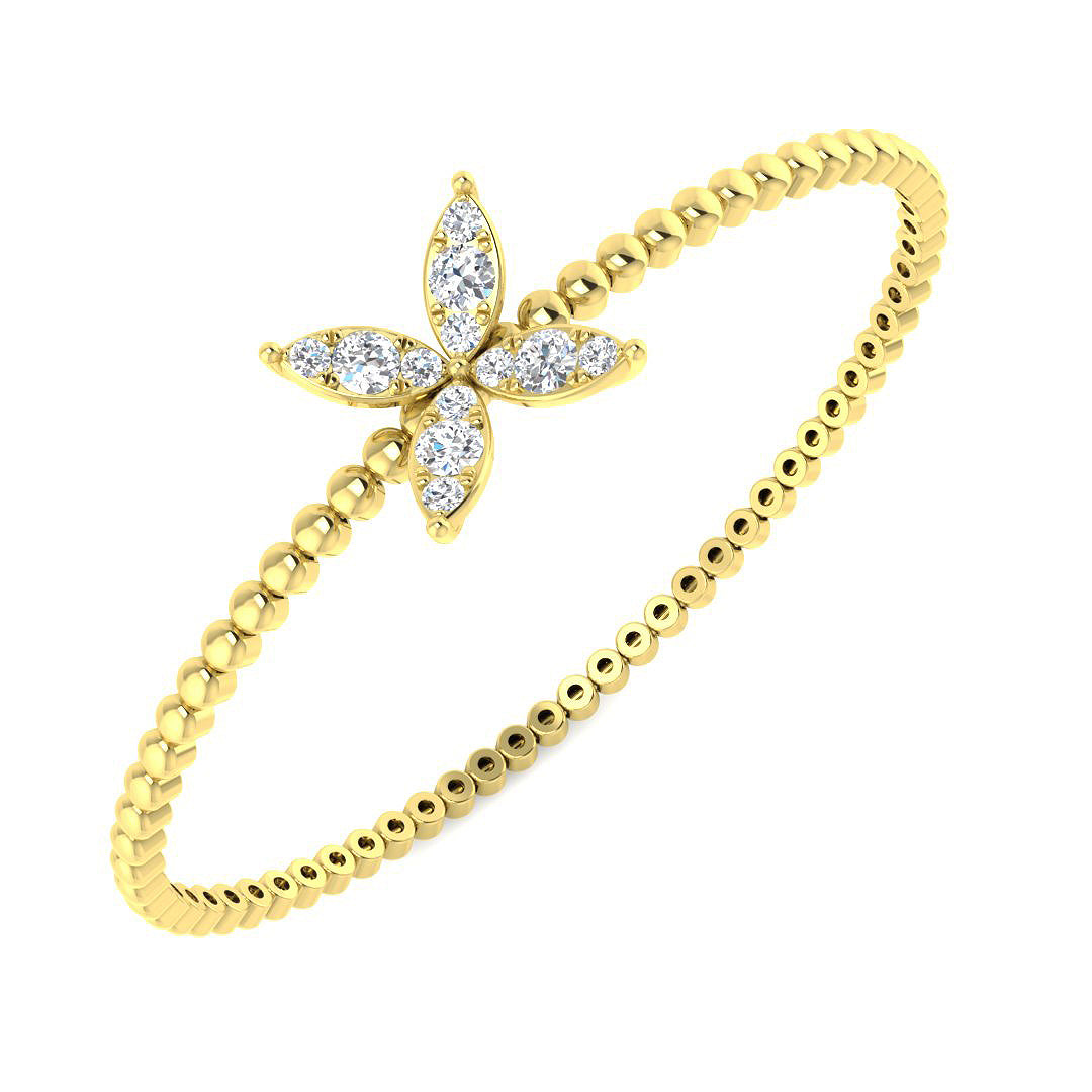 9ct Yellow Gold Round Lab Grown Diamond Bangle 1