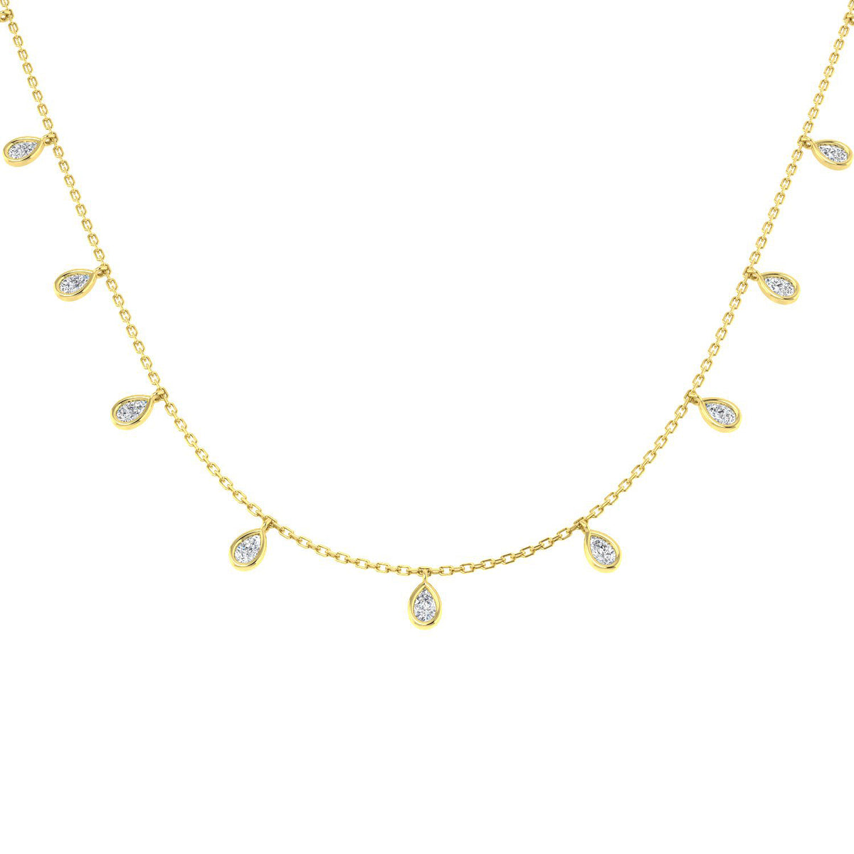 9ct Yellow Gold Pear Lab Grown Diamond Necklace 1