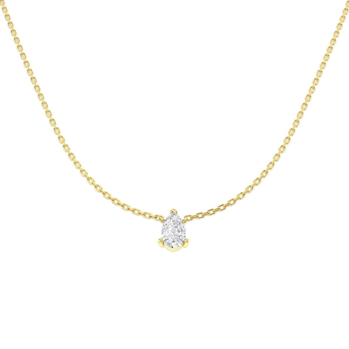 9ct Yellow Gold Pear Lab Grown Diamond Necklace 1
