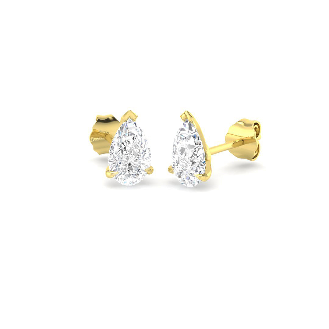 9ct Yellow Gold Pear Lab Grown Diamond Earrings 1